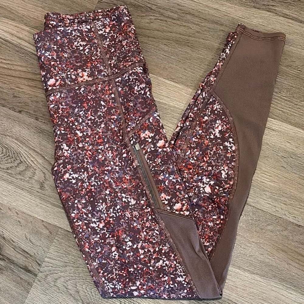 Athleta Rainer High Rise Mesh Detail Tight Leggings Sandstone Smoked Almond XS